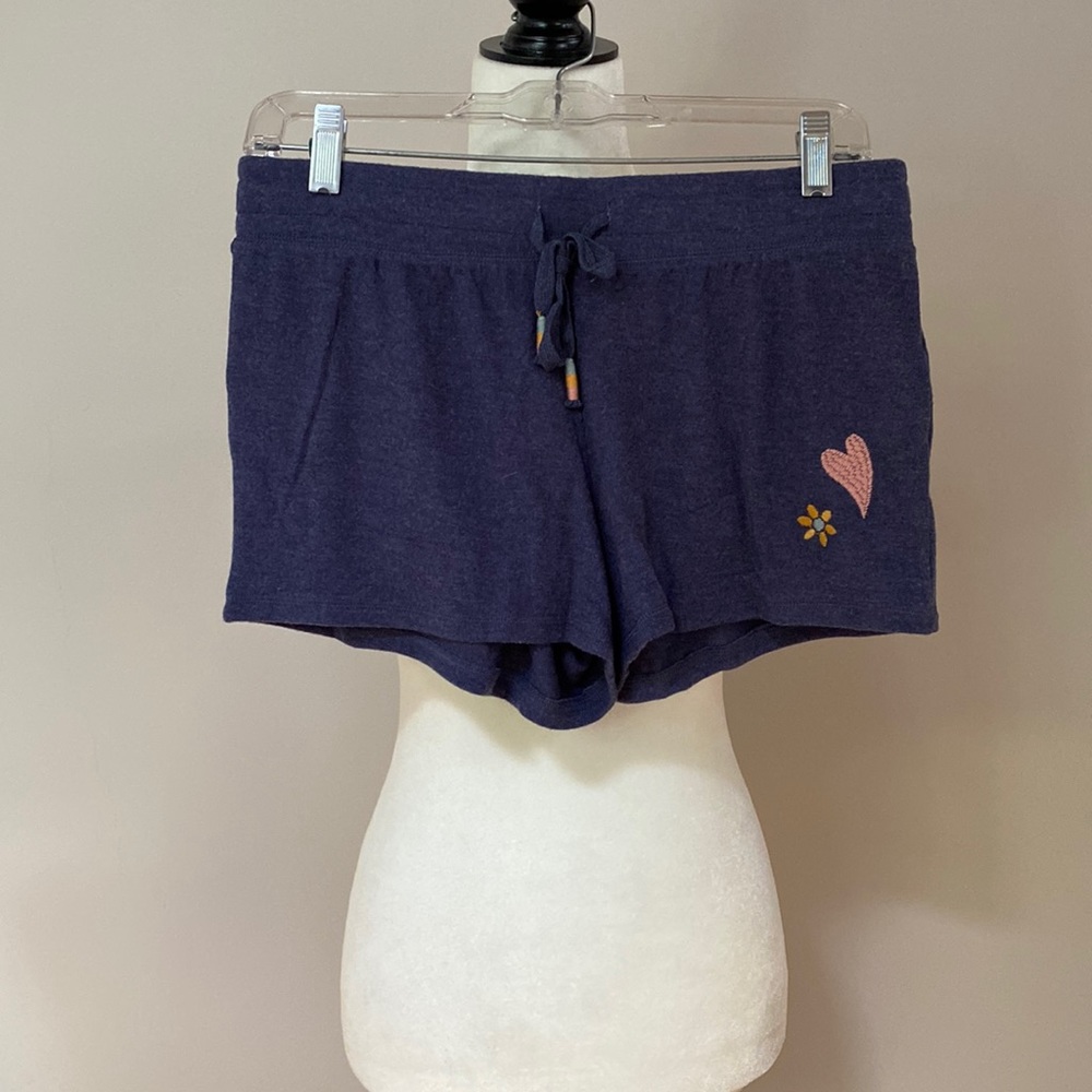 PJ Salvage dark blue rayon blend sleep shorts with appliqués. Size small